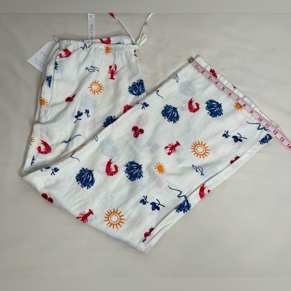 Angel Kiss Linen Beach Pants Tropical Print Summer Multicolor Size XL With Pocke - Picture 8 of 10